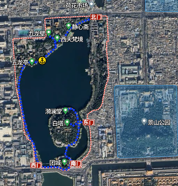 北海公园冬季游玩线路图